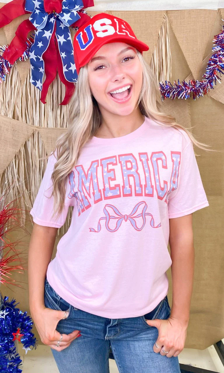 America Frilly Bow Graphic T-Shirt - Image 2