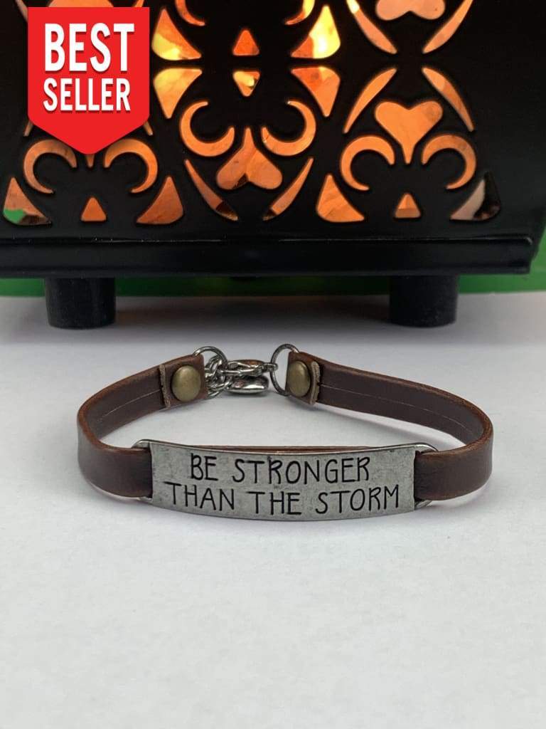 Be Stronger Than The Storm Leather Bracelet - Image 4