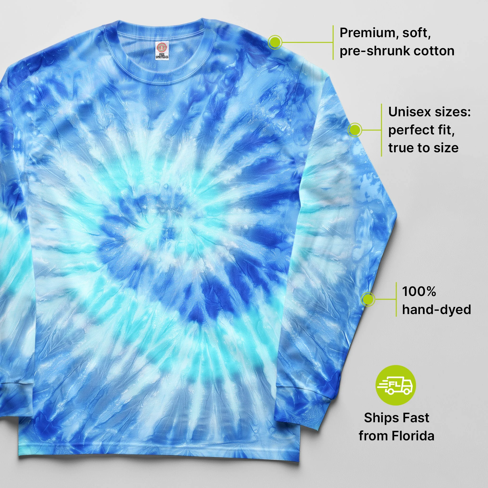 Blue Jerry Hand Dyed Long Sleeve - Image 2