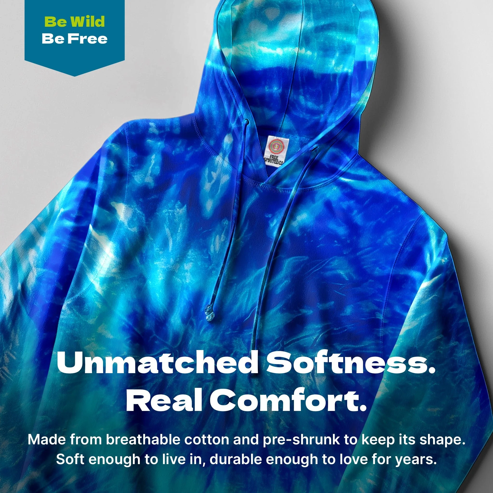 Blue Jerry Hand-Dyed Long Sleeve Hoodie - Image 3