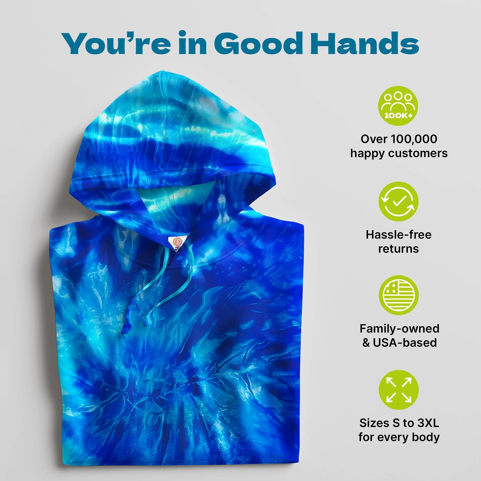 Blue Jerry Hand-Dyed Long Sleeve Hoodie - Image 4