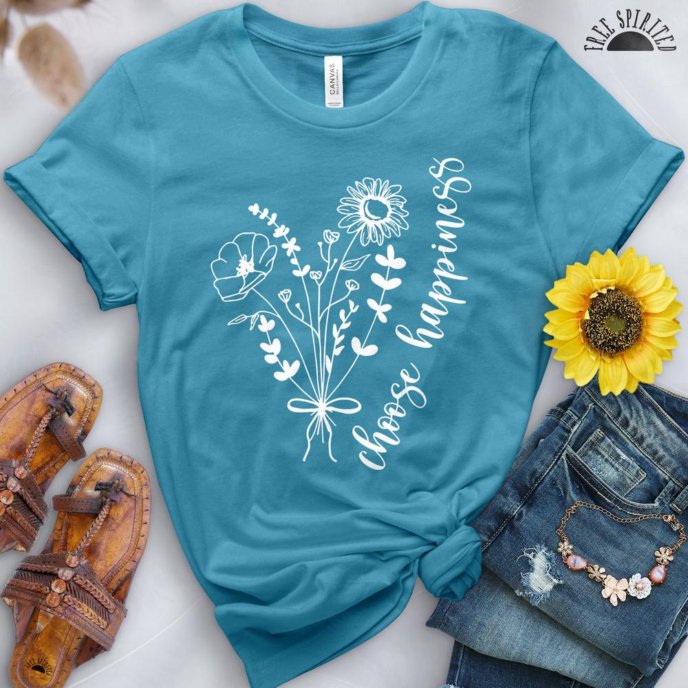 Choose Happiness Flowers Tee - Image 4