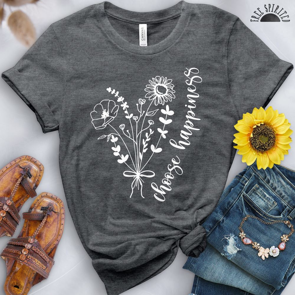 Choose Happiness Flowers Tee - Image 8