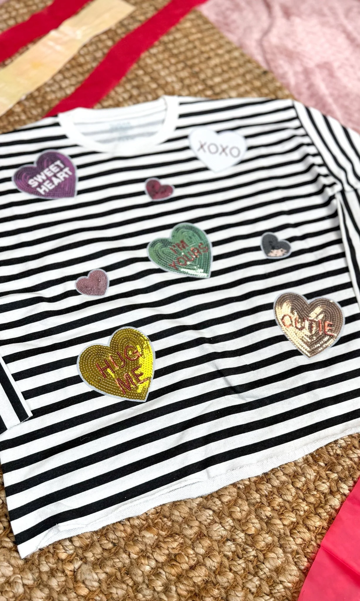 Conversation Hearts Graphic Long Sleeve Striped Edgy - Image 2