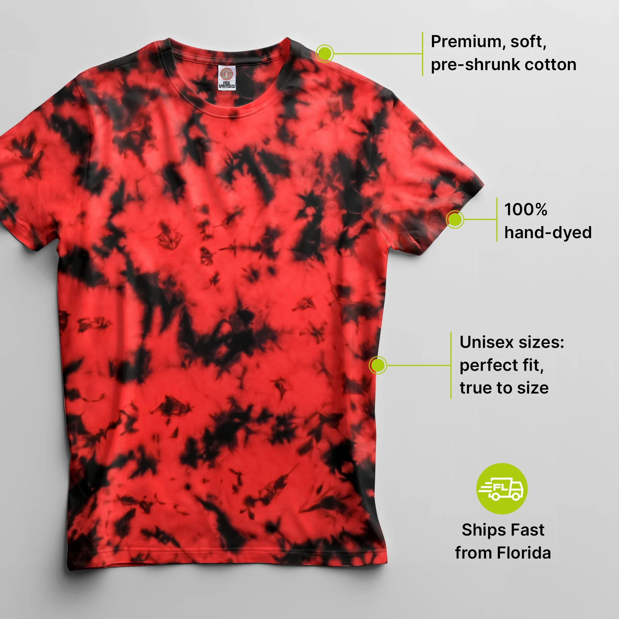 Crystal Red & Black Premium Hand-Dyed Comfort Shirt - Image 2