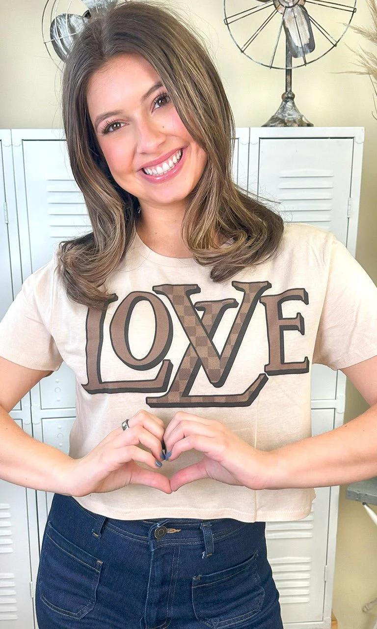 Designer Love Graphic Crop Top T-Shirt