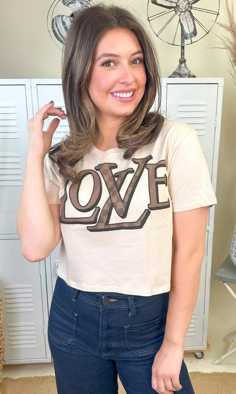 Designer Love Graphic Crop Top T-Shirt - Image 2