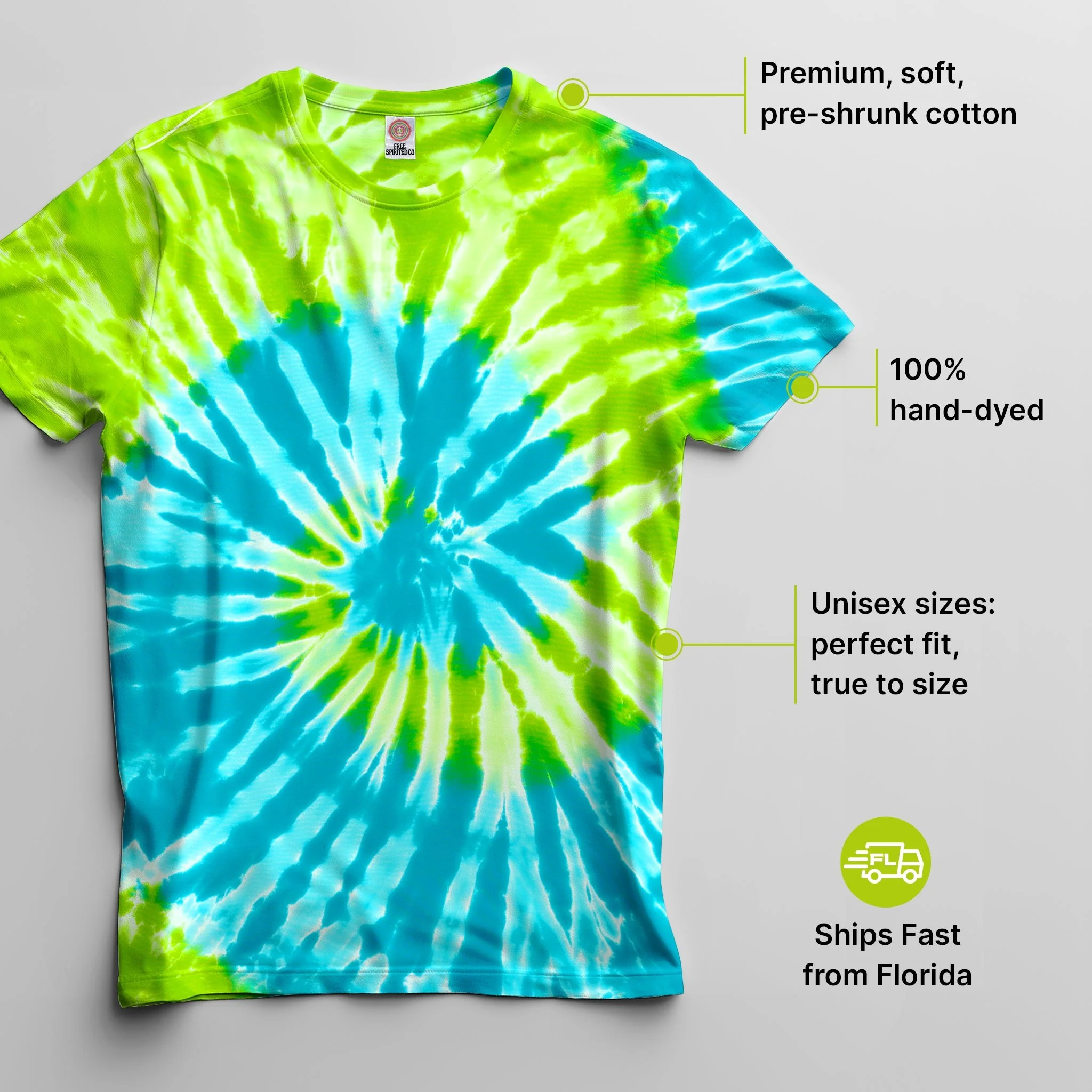 Green Spiral Premium Hand-Dyed Comfort Shirt - Image 2