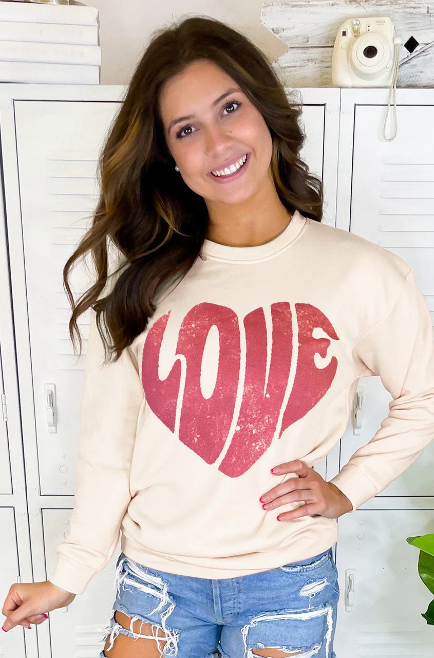 Love Heart Distress Sweatshirt - Image 2