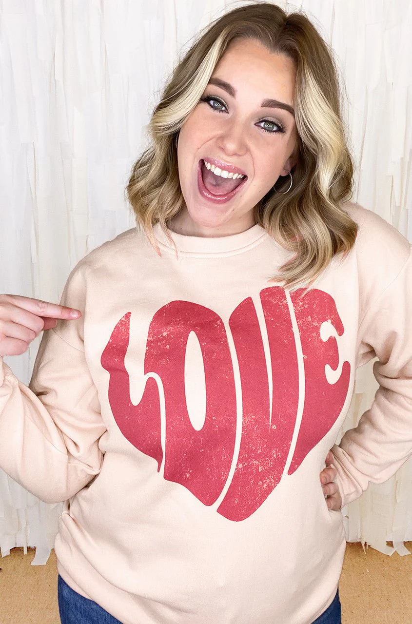 Love Heart Distress Sweatshirt - Image 3