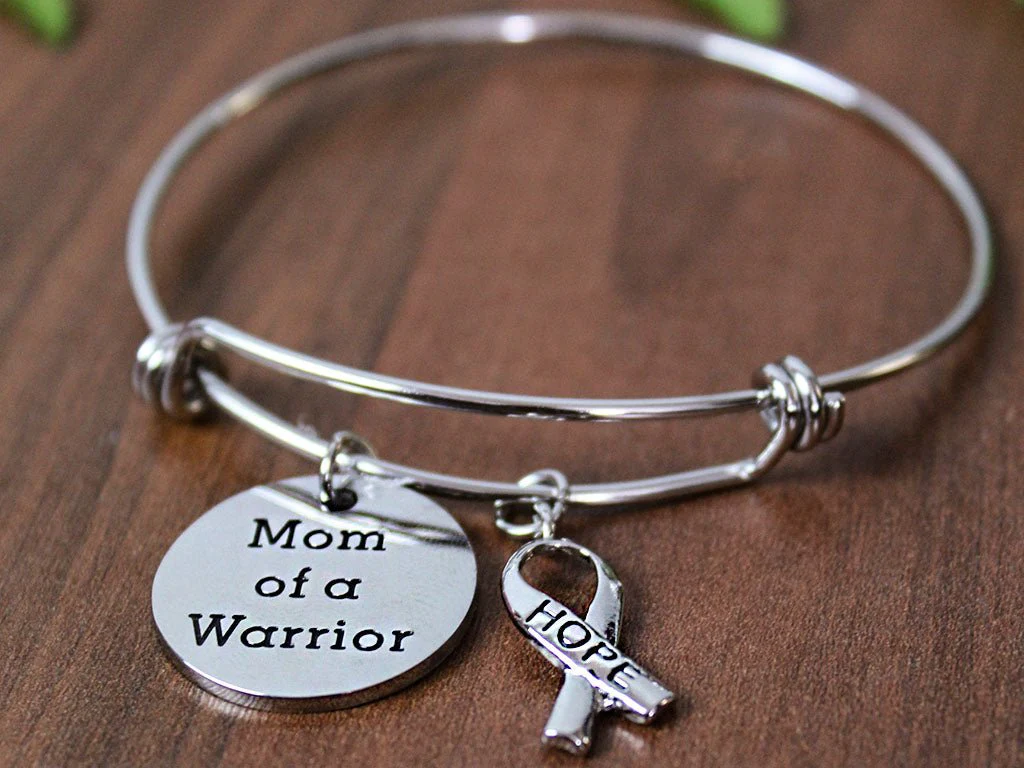 Mom of a Warrior Bangle Bracelet - Image 2