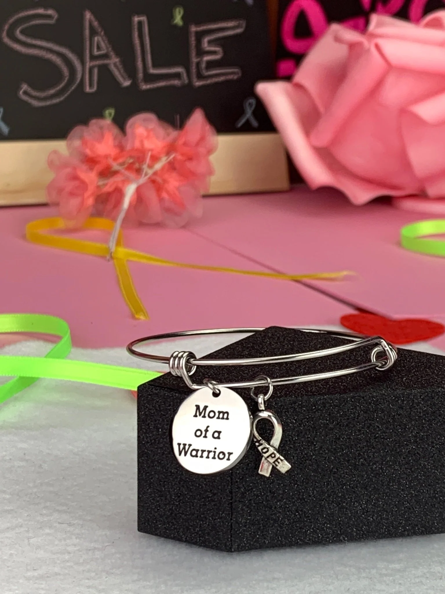 Mom of a Warrior Bangle Bracelet - Image 4