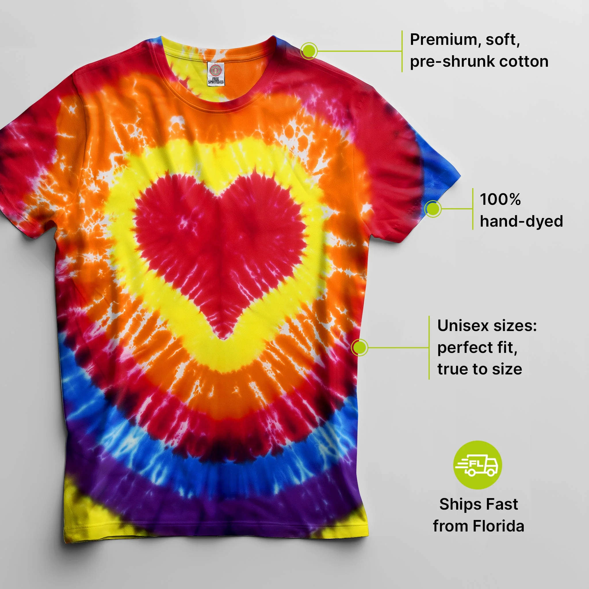Multicolor Heart Premium Hand-Dyed Comfort Shirt - Image 2