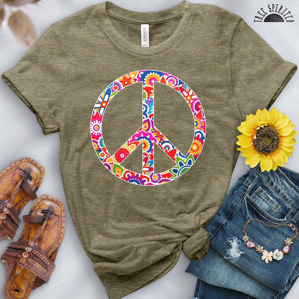 Retro Flowers Peace Sign Tee - Image 12