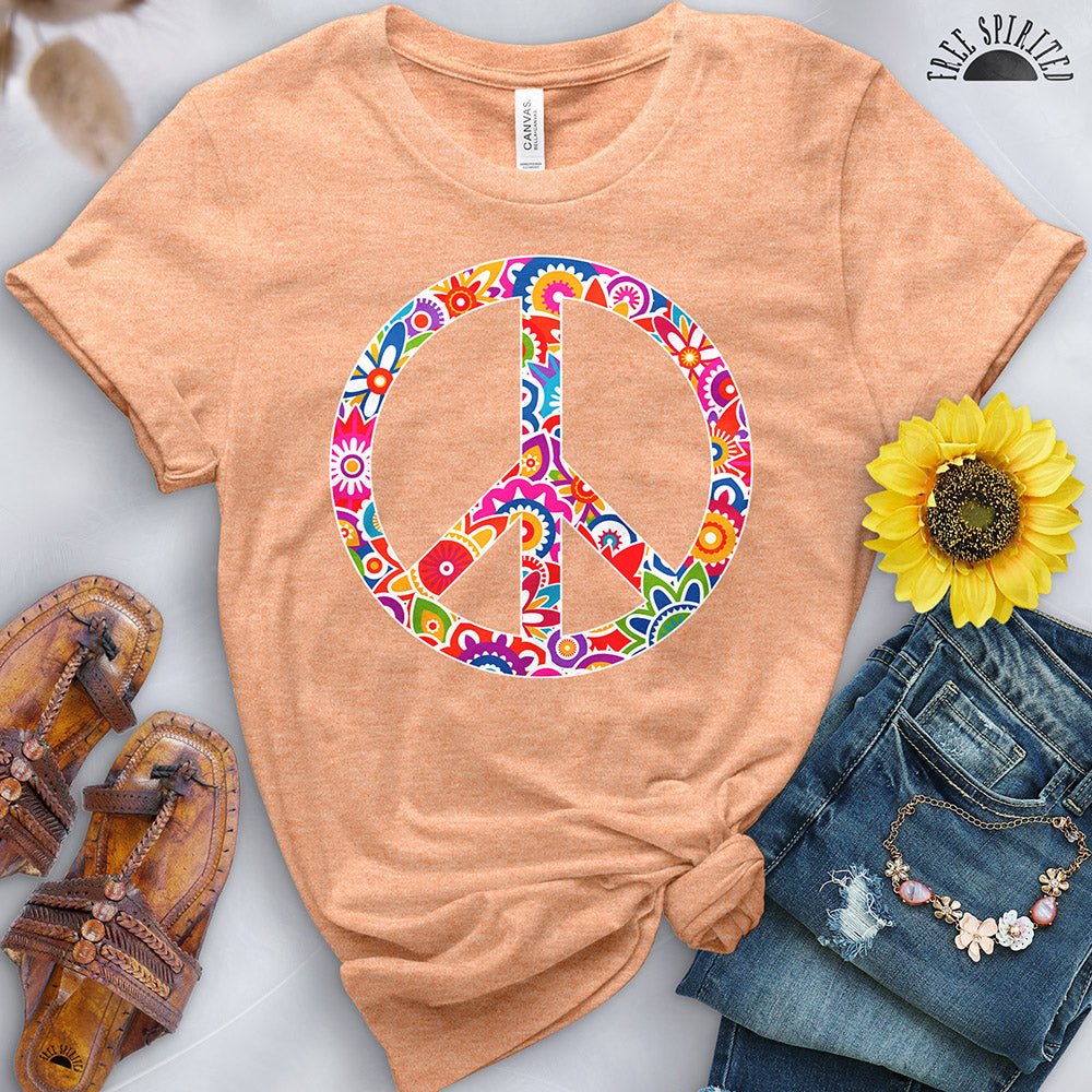 Retro Flowers Peace Sign Tee - Image 13