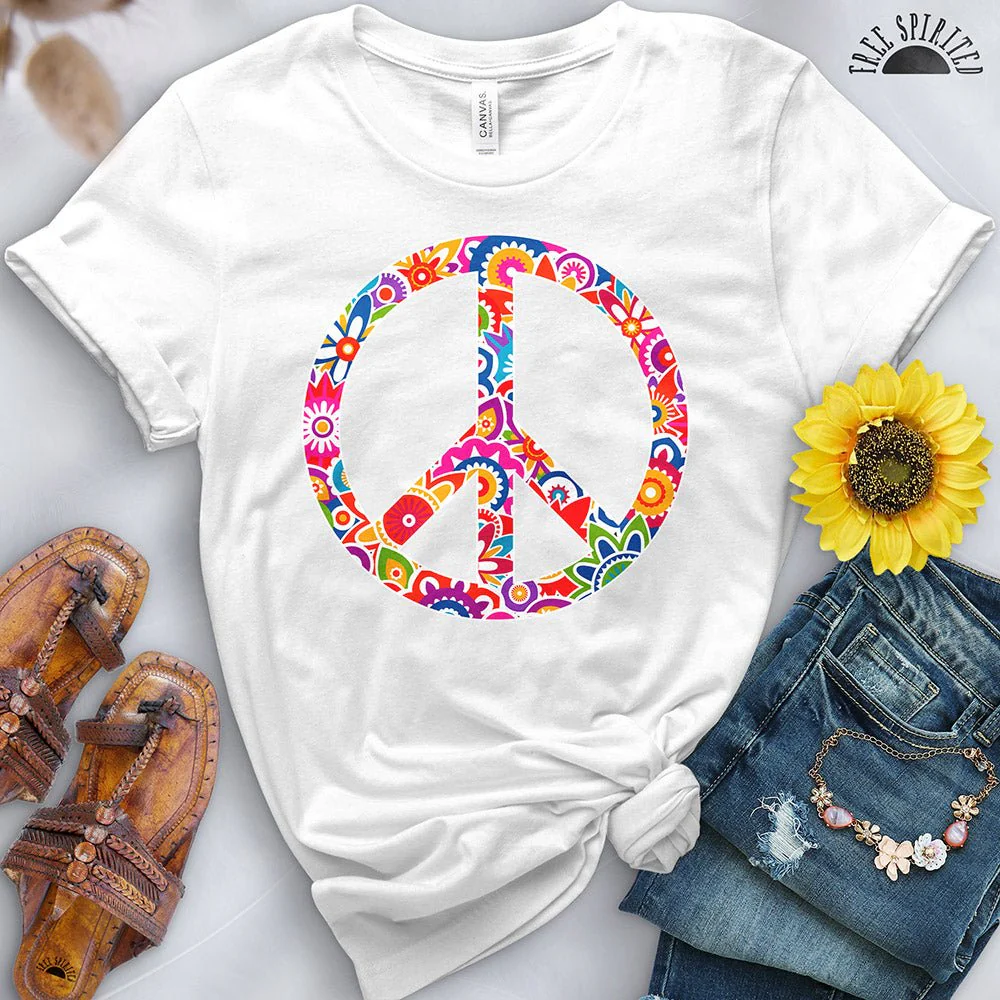 Retro Flowers Peace Sign Tee - Image 5