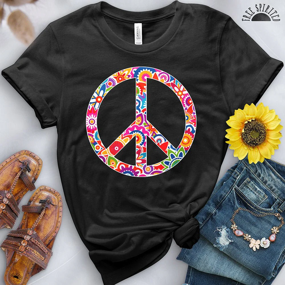 Retro Flowers Peace Sign Tee - Image 7