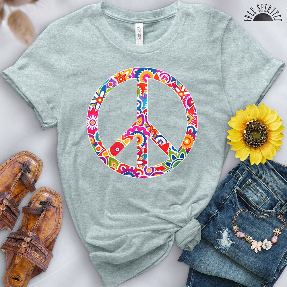 Retro Flowers Peace Sign Tee - Image 9