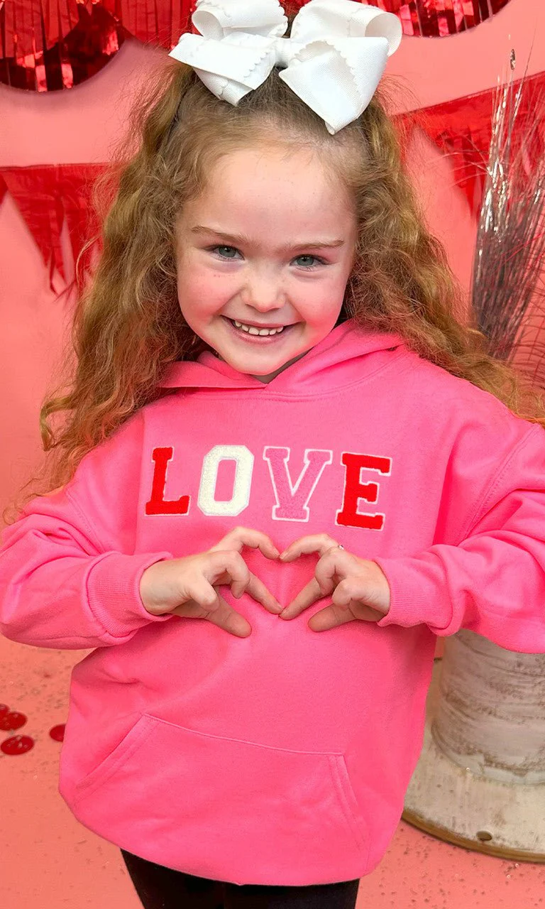 Soft Chenille Love Youth Hoodie - Image 2
