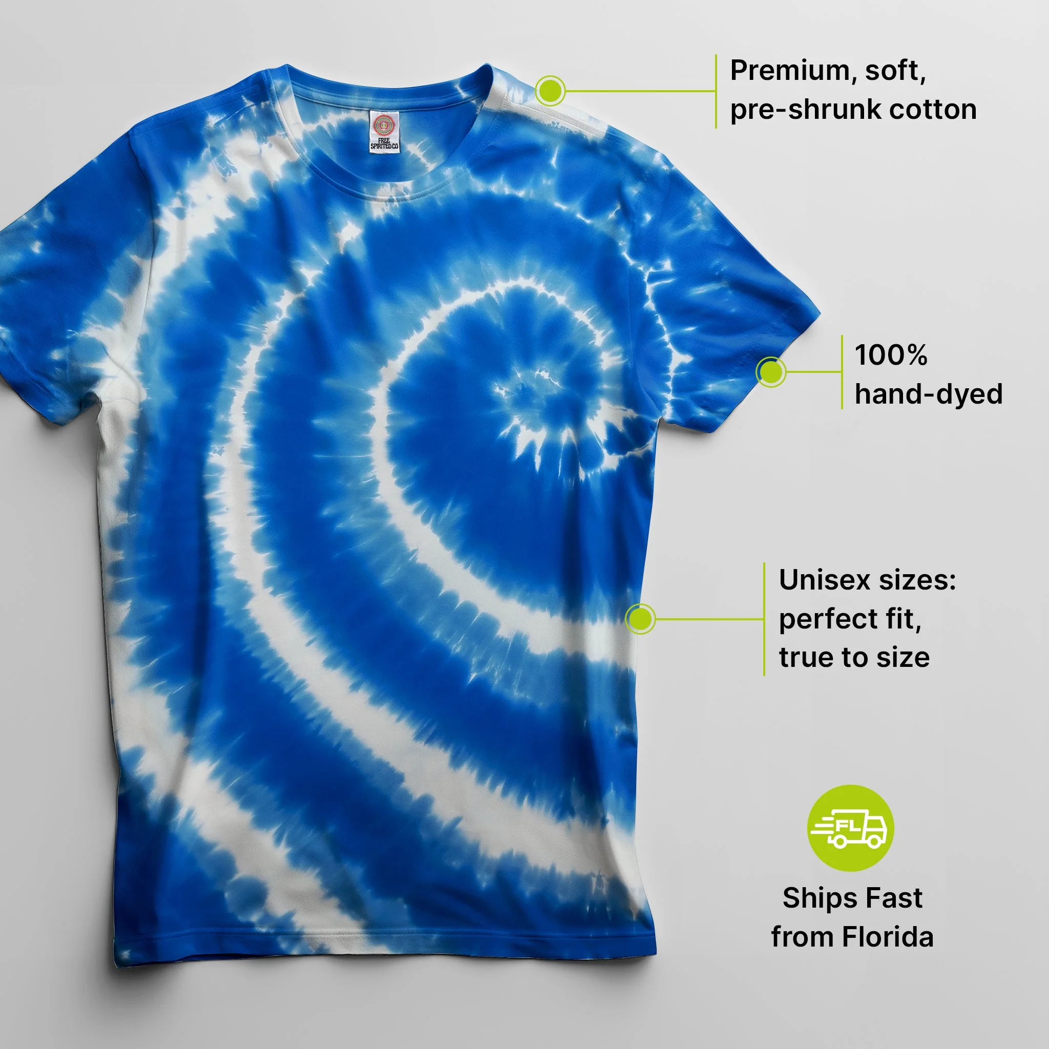 Swirl Blue Premium Hand-Dyed Comfort Shirt - Image 2