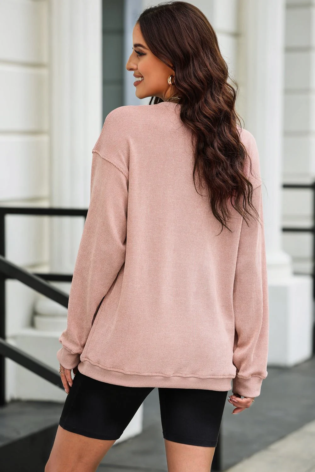 Valentine’s Day Bow Drop Shoulder Long Sleeve Sweatshirt - Image 5