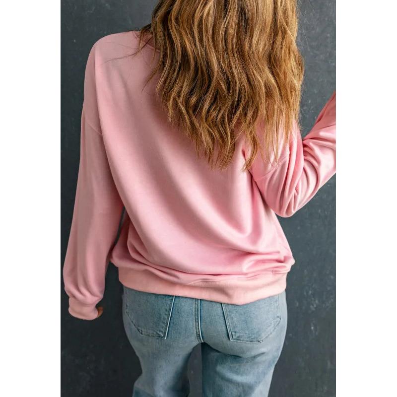 Valentine’s Day XOXO Round Neck Drop Shoulder Sweatshirt - Image 2