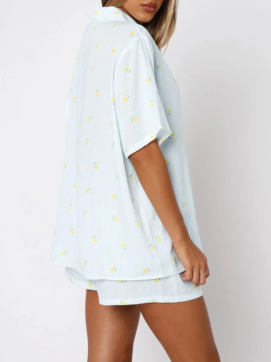 Valentine's Day Printed Collared Neck Short Sleeve Top and Shorts Set - Image 15
