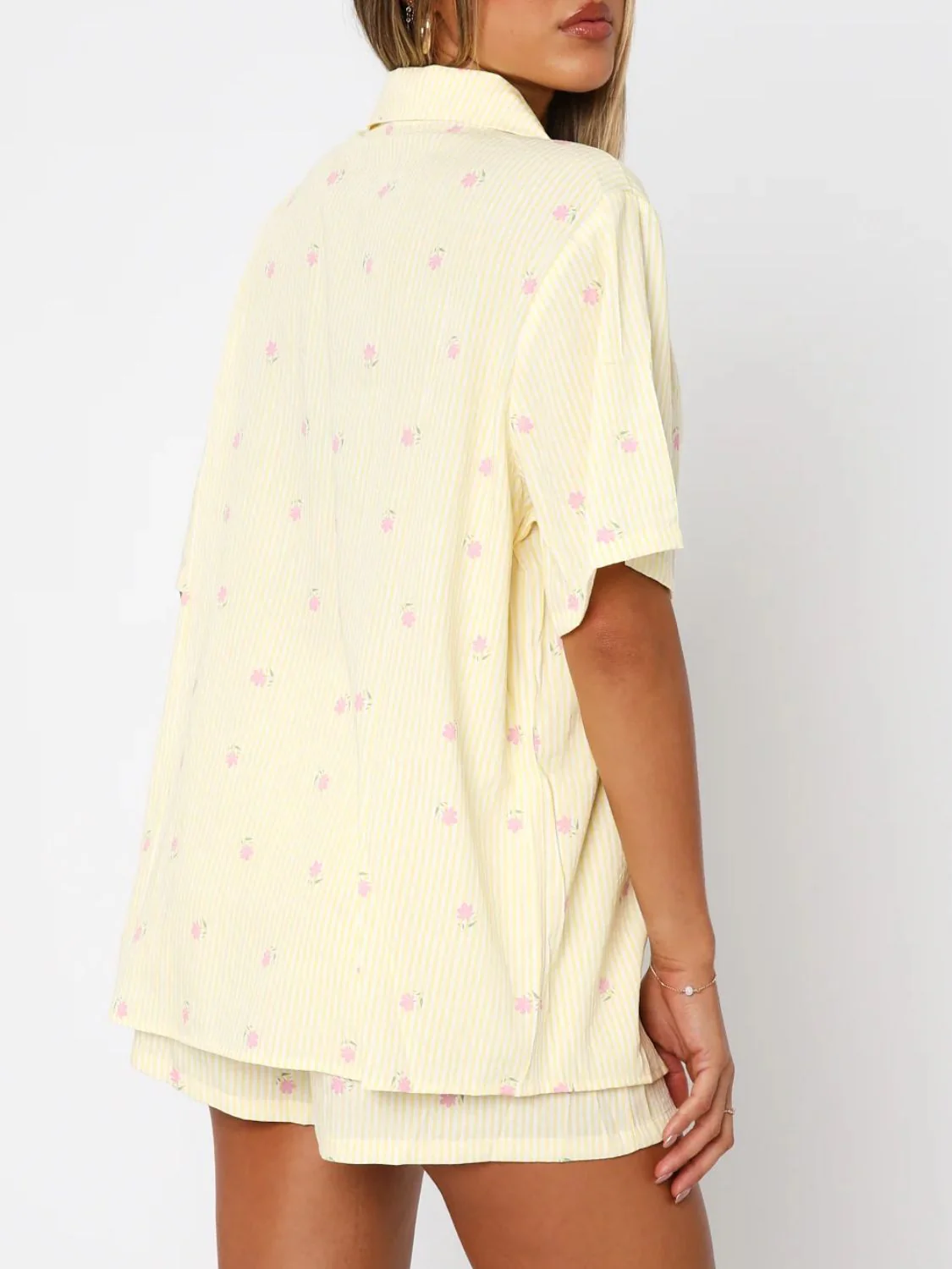 Valentine's Day Printed Collared Neck Short Sleeve Top and Shorts Set - Image 19