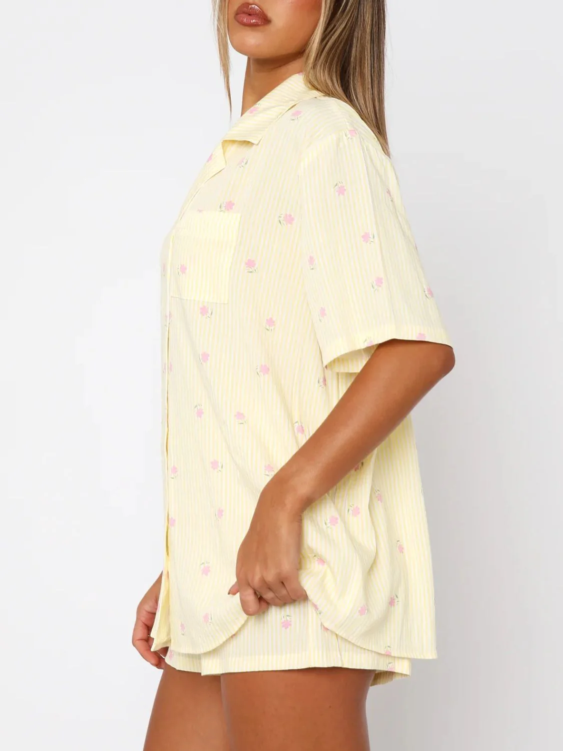 Valentine's Day Printed Collared Neck Short Sleeve Top and Shorts Set - Image 20