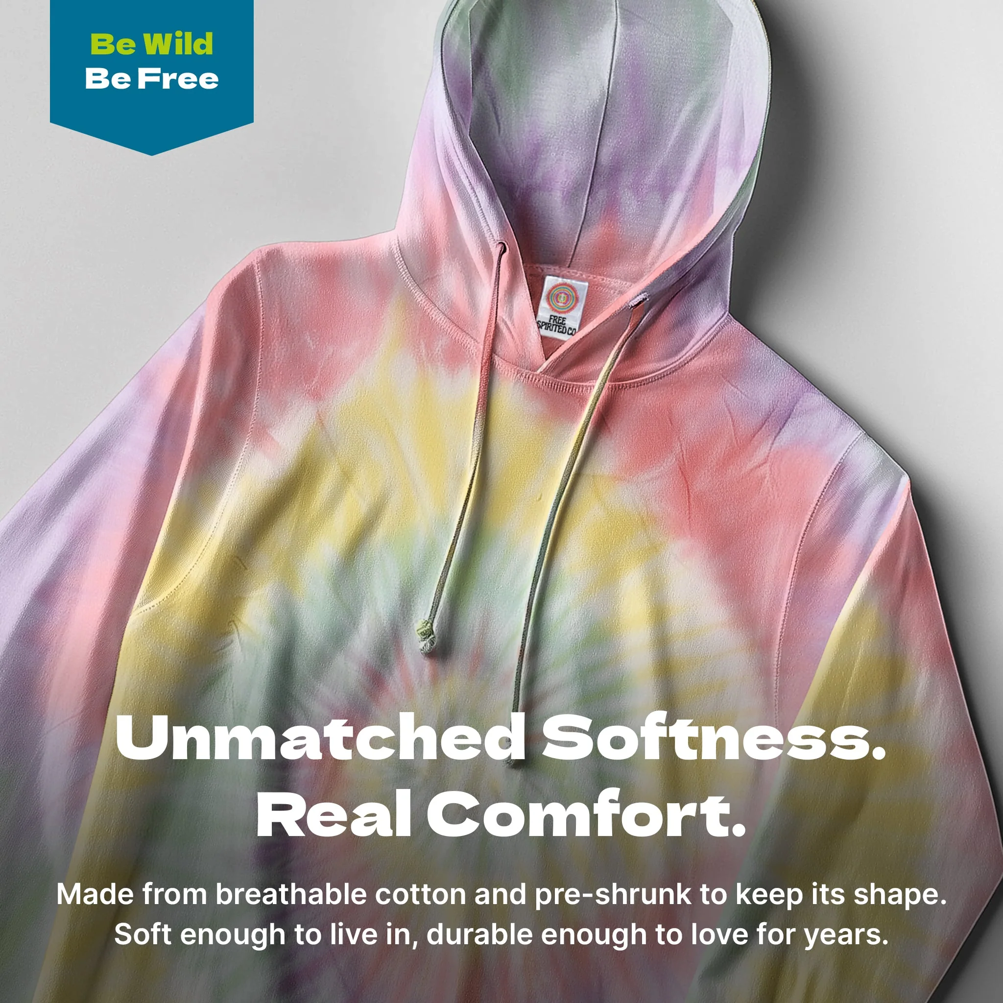 Zen Rainbow Hand-Dyed Long Sleeve Hoodie - Image 3