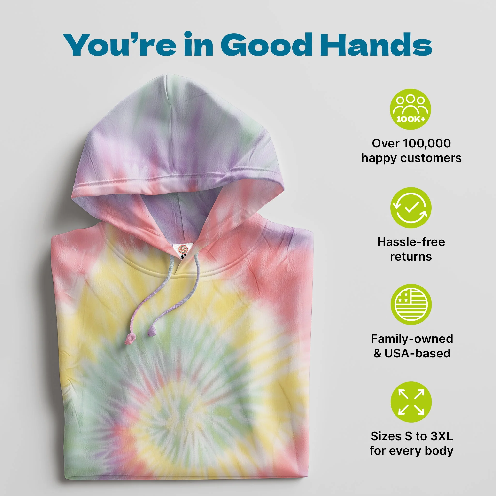 Zen Rainbow Hand-Dyed Long Sleeve Hoodie - Image 4
